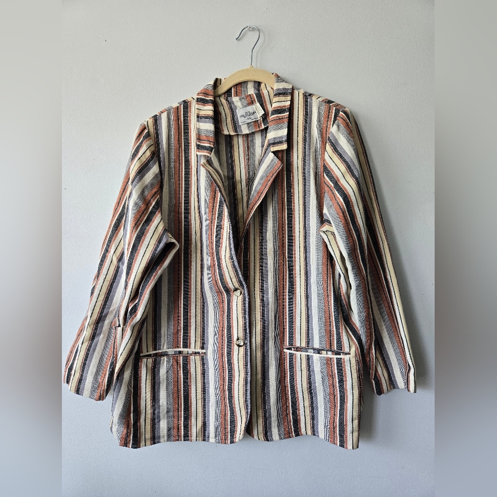 The Fire Islander Woman Striped Blazer Cotton Blend